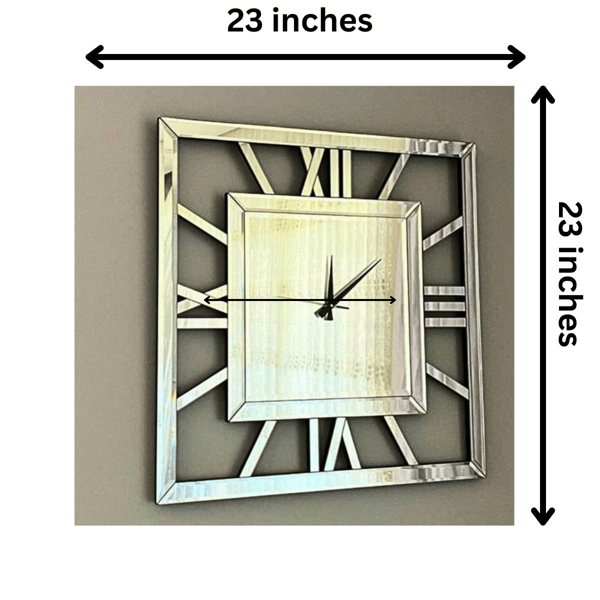 Square Shape Roman Number Mirror Clock (24x24) thumbnail